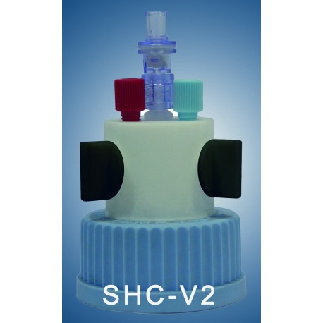 Smart healthy caps GL45 with 2 outlets (1/8") with shut-off, 1 air check valve (validity:1 year)