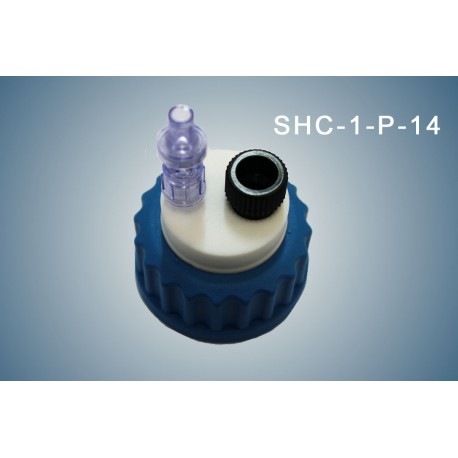 Bouchon de sécurité GL45 pour HPLC préparative avec 1 sortie (1/4")  et 1 soupape (Validité : 1 an)