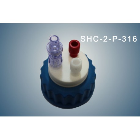 Bouchon de sécurité GL45 pour HPLC préparative avec 2 sorties ( 3/16") et 1 soupape (Validité : 1 an)