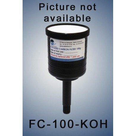 Charcoal cartridge filter (exhaust filter)  100 gramms loaded with KOH for acid vapors (validity: 6 months)