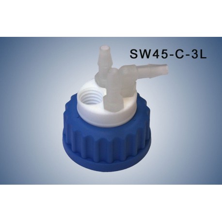 Smart Waste caps GL45 with 1 charcoal cartridge filter emplacement and 3 tube fittings (6-9 mm)