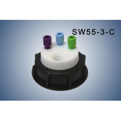 Smart Waste caps  S55 with 1 charcoal cartridge filter emplacement , 3 entries (1/8" or 1/16")