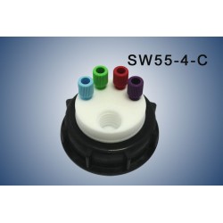 Smart Waste caps  S55 with 1 charcoal cartridge filter emplacement , 4 entries (1/8" or 1/16")