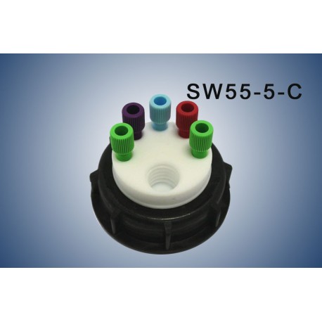 Smart Waste caps  S55 with 1 charcoal cartridge filter emplacement , 5 entries (1/8" or 1/16")