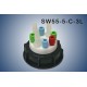 Bouchon de sécurité poubelle S55 avec 5 entrées (1/8" ou 1/16"), 1 filetage pour cartouche de charbon actif et 3 leaks (6-9mm)