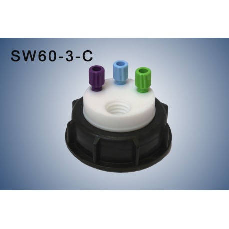 Smart Waste caps  S60 with 1 charcoal cartridge filter emplacement , 3 entries (1/8" or 1/16")