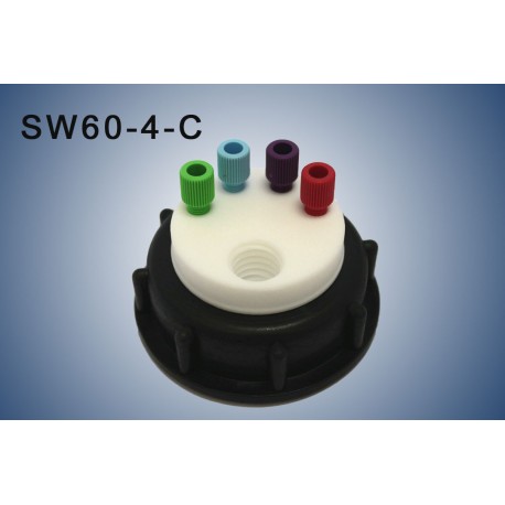 Smart Waste caps  S60 with 1 charcoal cartridge filter emplacement , 4 entries (1/8" or 1/16")