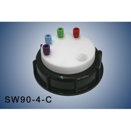Smart Waste caps  S90 with 1 charcoal cartridge filter emplacement , 4 entries (1/8" or 1/16")
