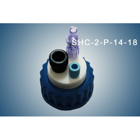 Bouchon de sécurité GL45 pour HPLC préparative avec 1 sortie (1/4") et  1 sortie (1/8") , 1 soupape (Validité : 1 an)