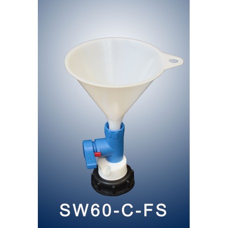 Smart waste caps  funnel with stopcock with a charcoal cartridge filter emplacement for S60/61 thread can