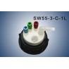 Bouchon de sécurité poubelle S55 avec 3 entrées (1/8" ou 1/16"), 1 filetage pour cartouche de charbon actif et 1 leak (6-9mm)